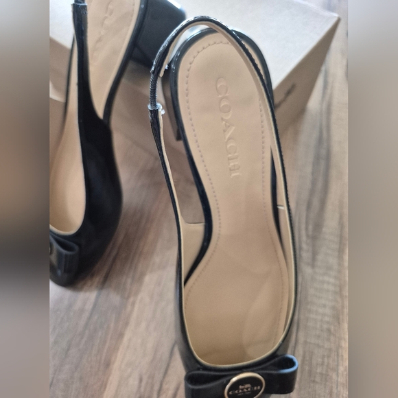 Coach Shoes - COACH Black Patent-leather Slingback Shoes Exc Cond!!